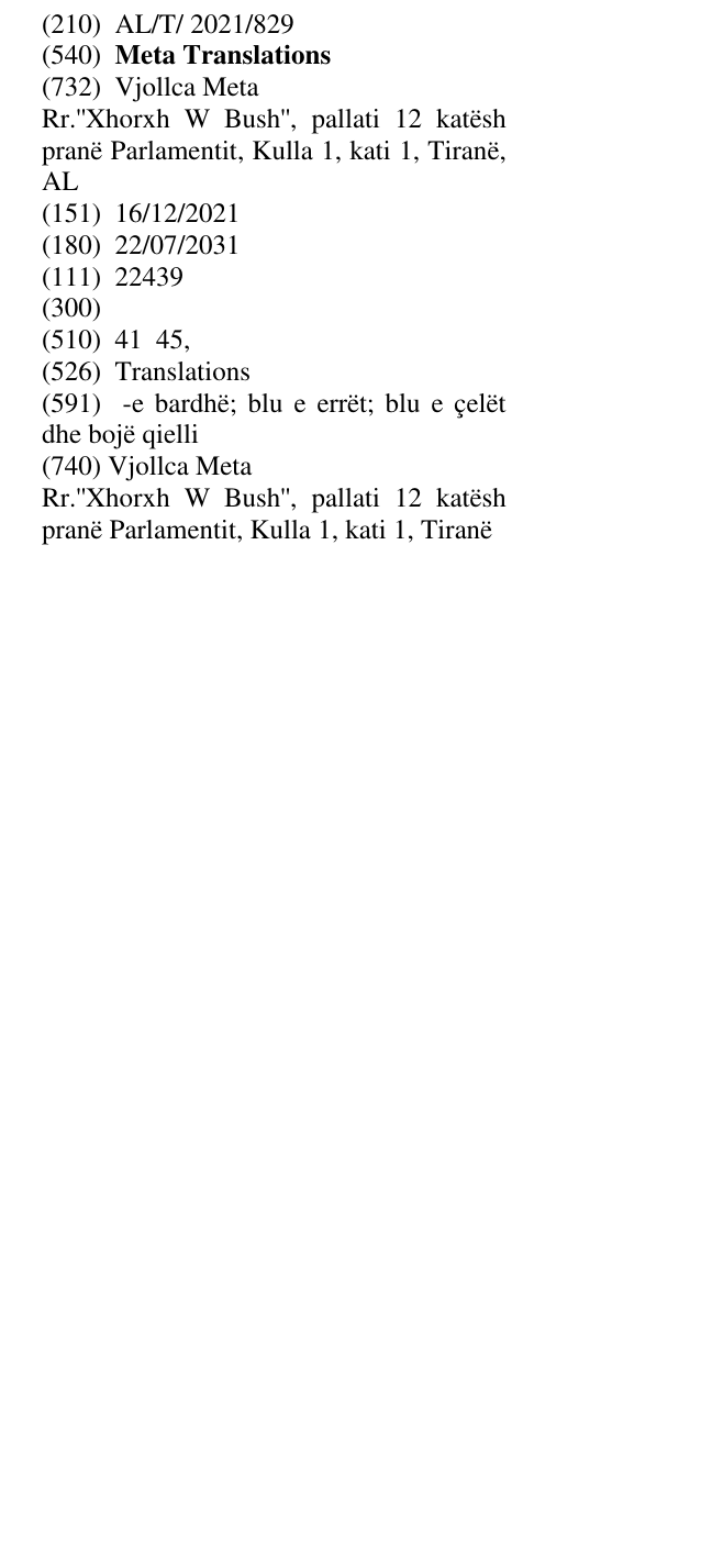 Zëri i markës Meta Translations në buletin