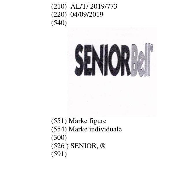Zëri i markës SENIOR, ® në buletin