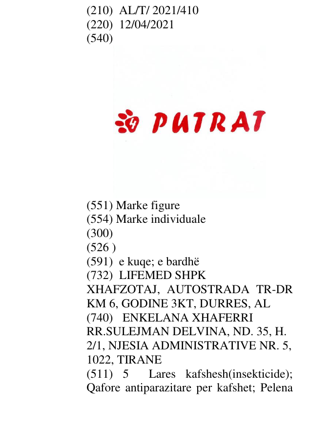 Zëri i markës 4 PUTRAT në buletin