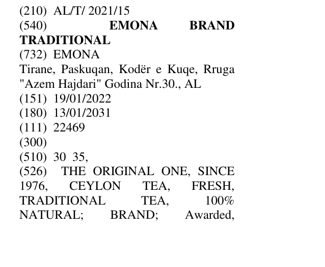 Zëri i markës EMONA BRA ND TRADITIONAL në buletin