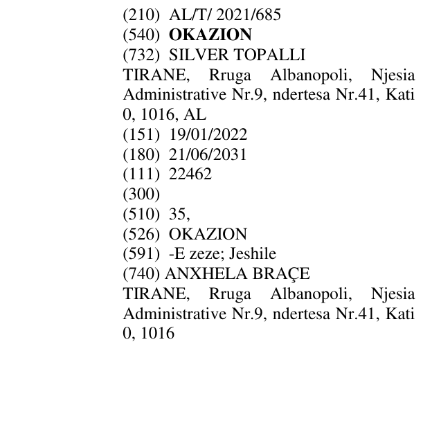 Zëri i markës OKAZION në buletin