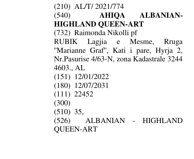 Zëri i markës AHIQA ALBANIAN - HIGHLAND QUEEN -ART në buletin