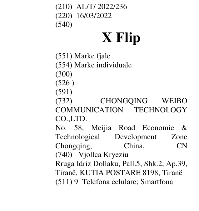 Zëri i markës X Flip në buletin