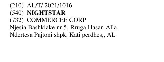 Zëri i markës NIGHTSTAR në buletin