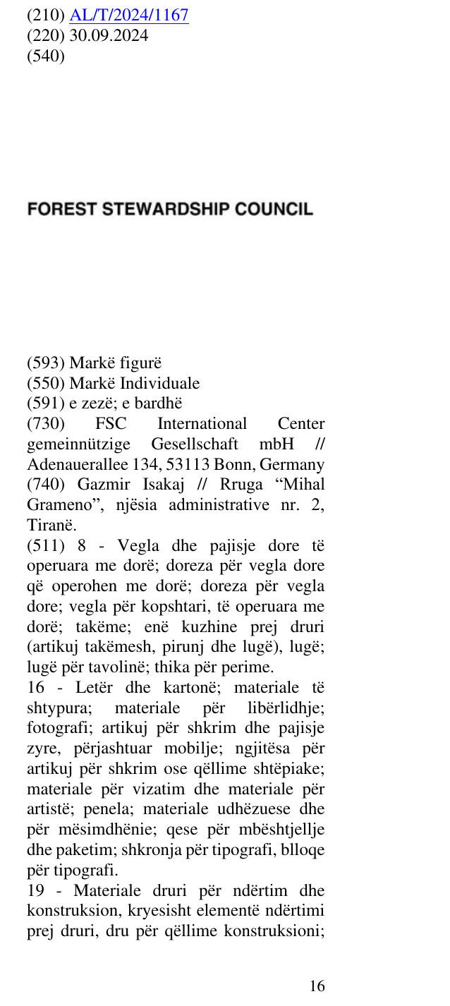 Zëri i markës FOREST STEWARDSHIP COUNCIL në buletin