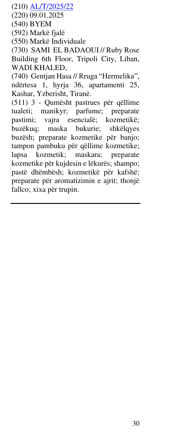 Zëri i markës BYEM në buletin