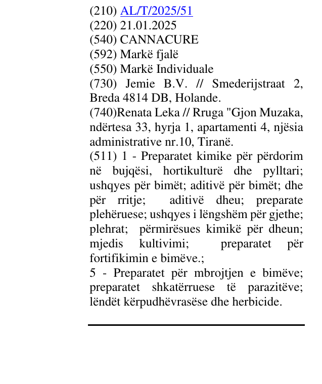 Zëri i markës CANNACURE në buletin