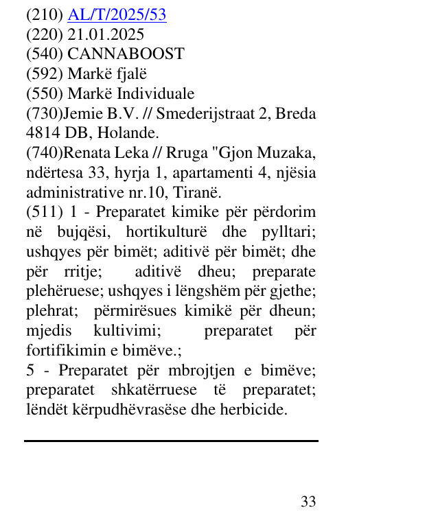 Zëri i markës CANNABOOST në buletin
