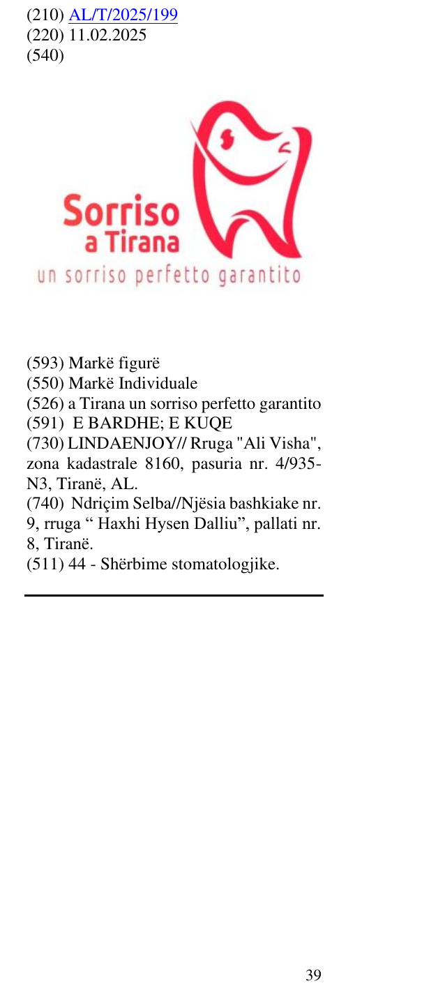 Zëri i markës a Tirana un sorriso perfetto garantito në buletin
