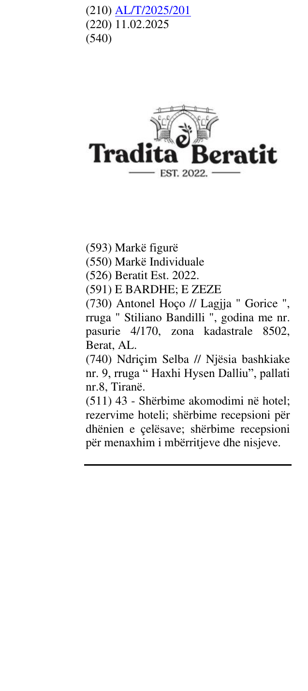 Zëri i markës Beratit Est. 2022. në buletin