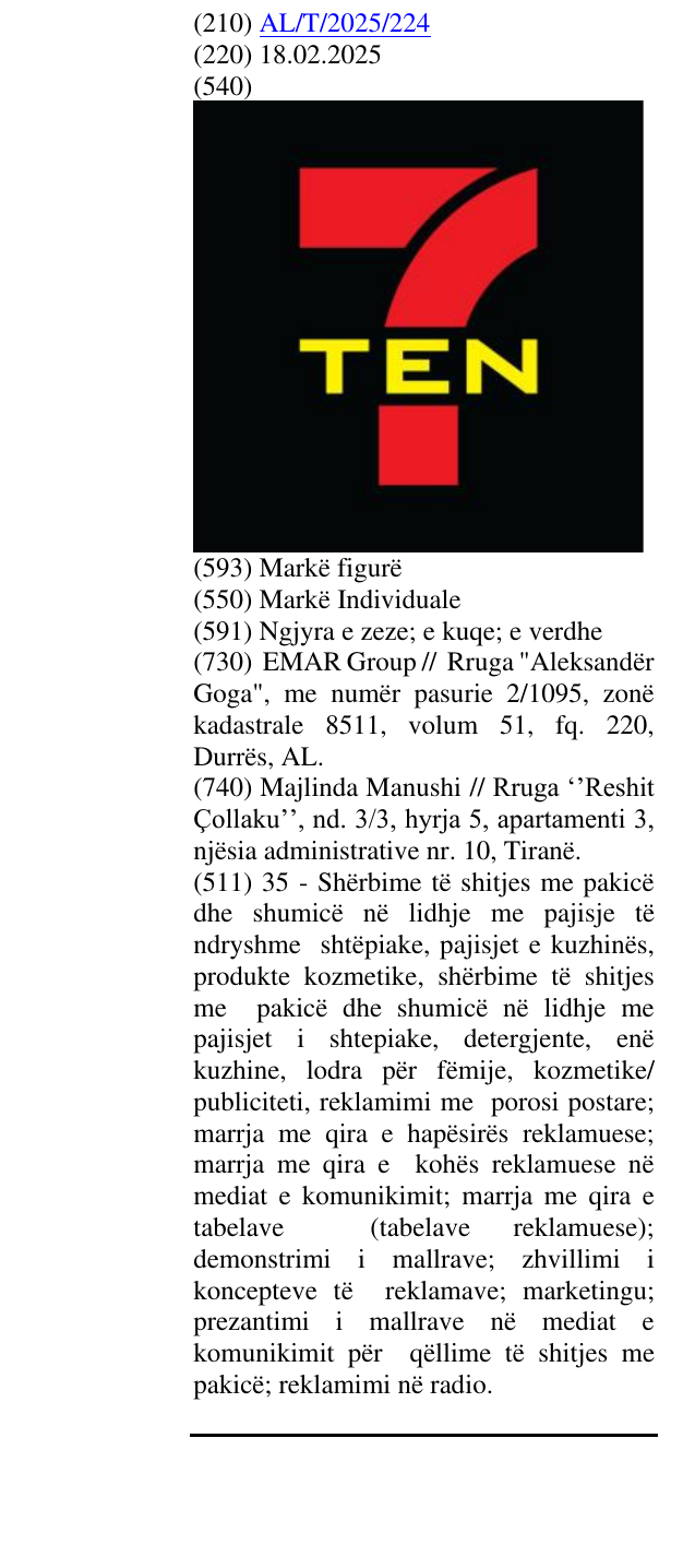 Zëri i markës 7 Ten në buletin