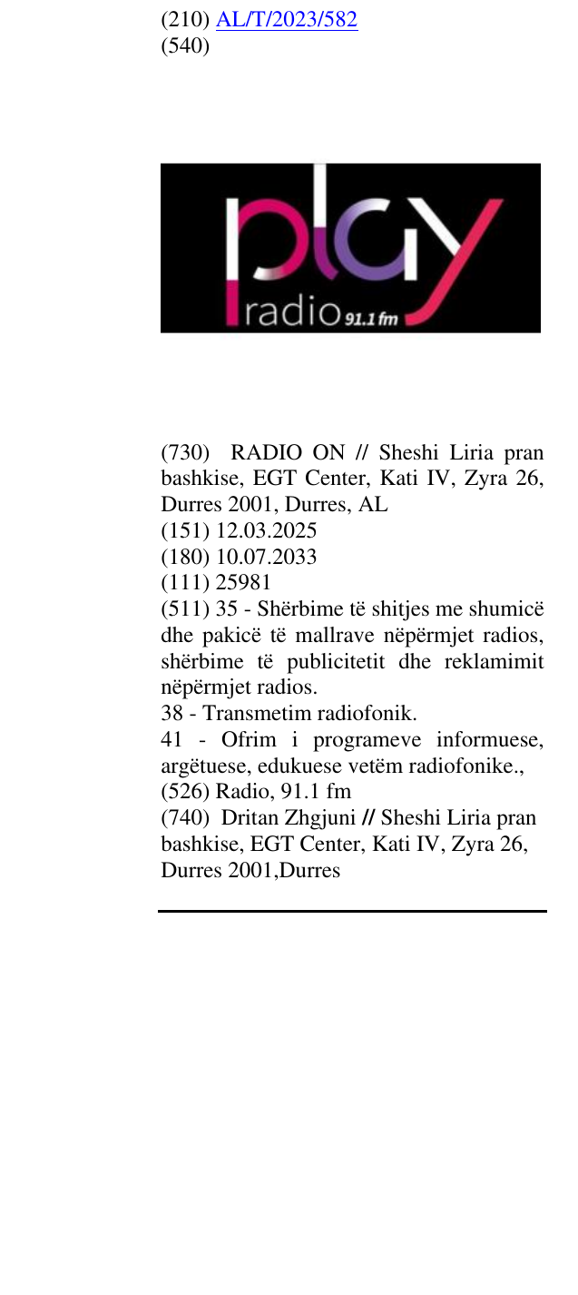 Zëri i markës Radio, 91.1 fm në buletin