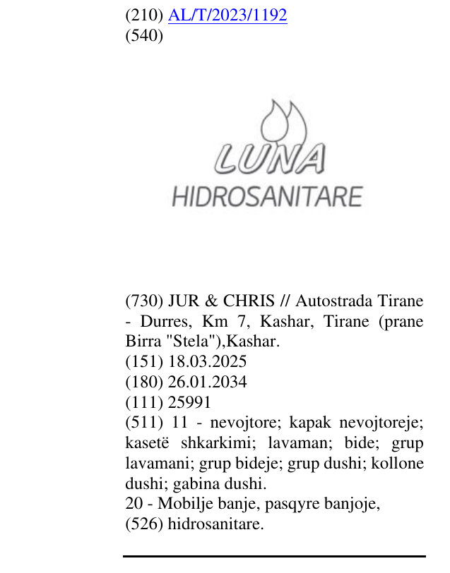 Zëri i markës hidrosanitare. në buletin