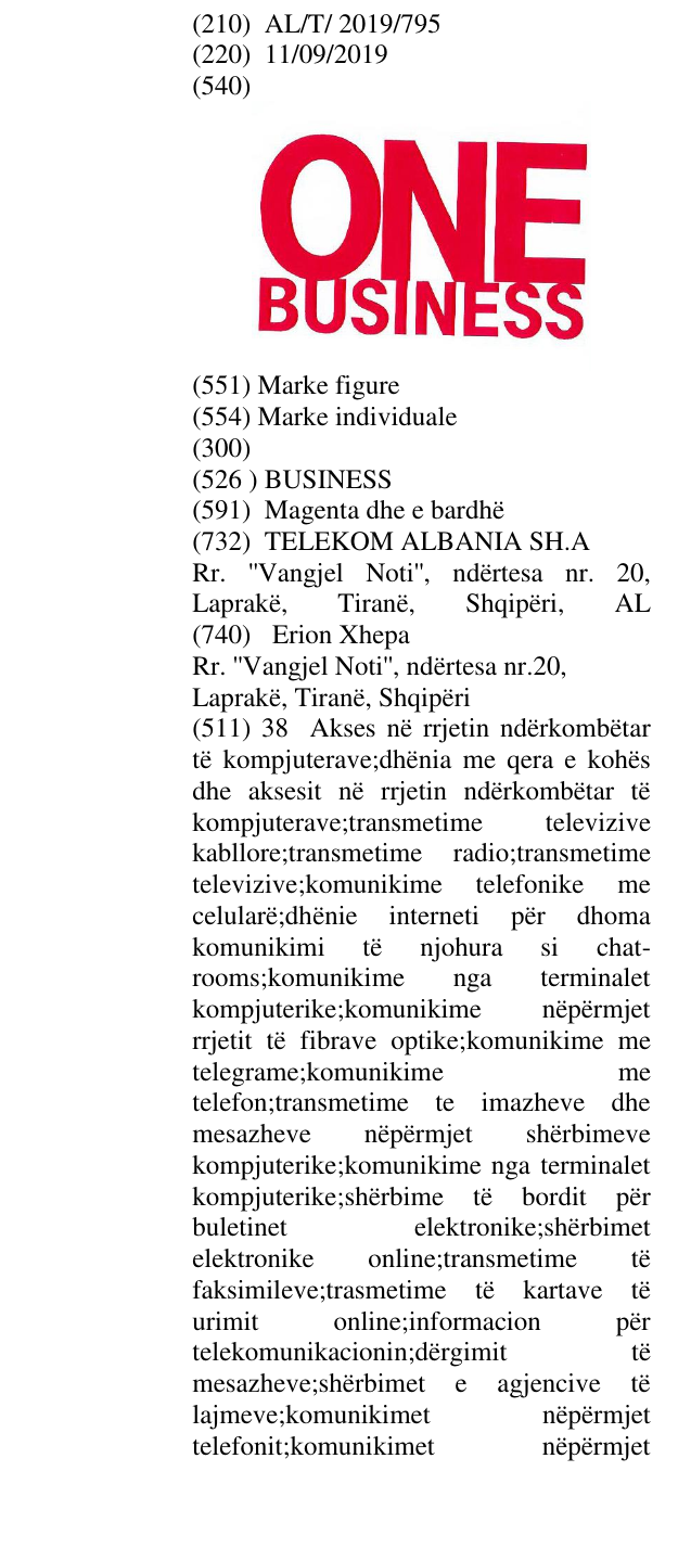 Zëri i markës BUSINESS në buletin