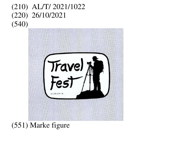 Zëri i markës TRAVEL; FEST; ALBANIA në buletin