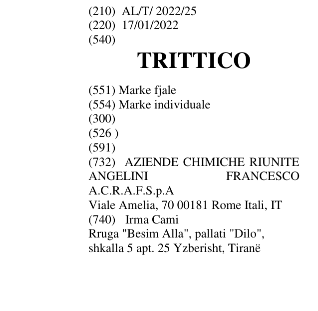 Zëri i markës TRITTICO në buletin