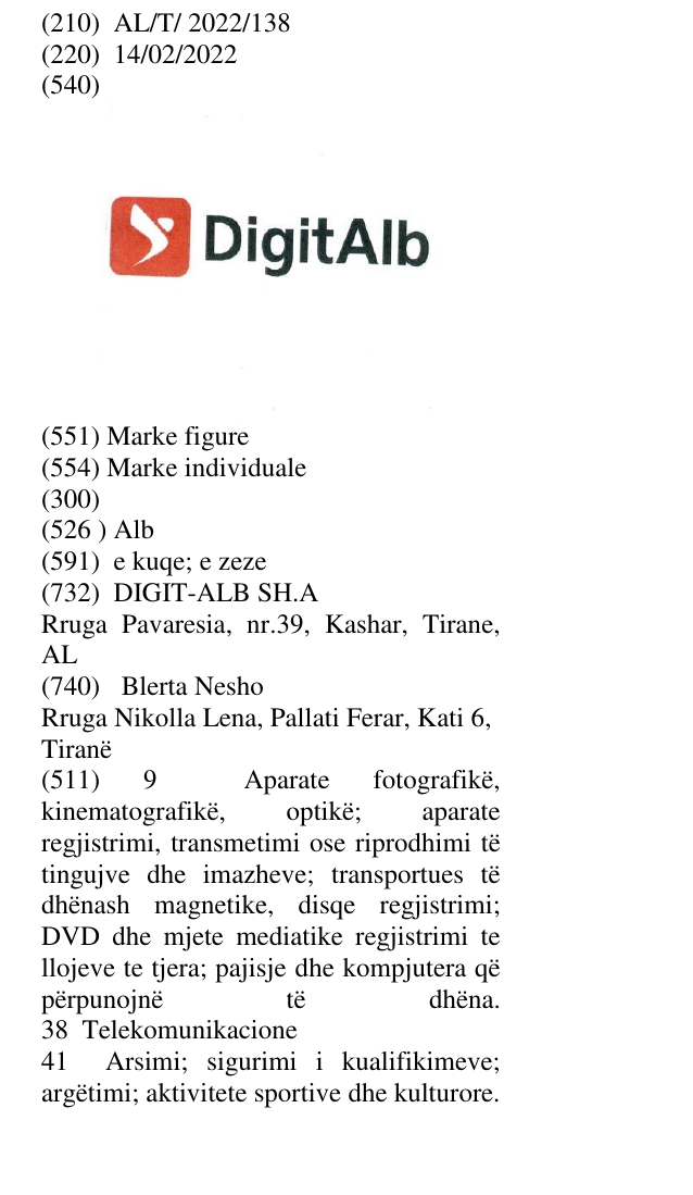 Zëri i markës Alb në buletin