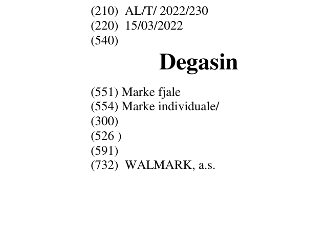 Zëri i markës Degasin në buletin