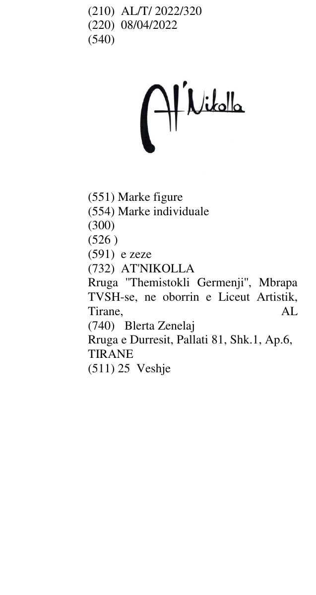Zëri i markës AT'NIKOLLA në buletin