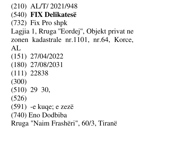 Zëri i markës FIX Delikatesë në buletin