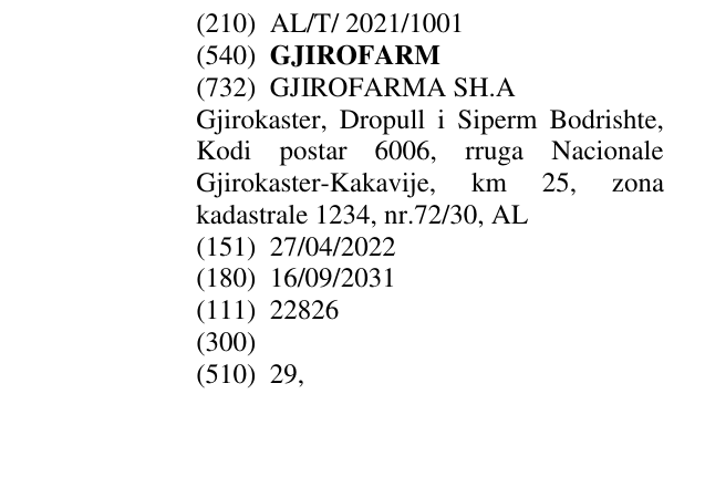 Zëri i markës GJIROFARM në buletin