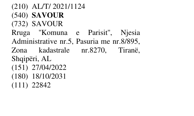 Zëri i markës SAVOUR në buletin