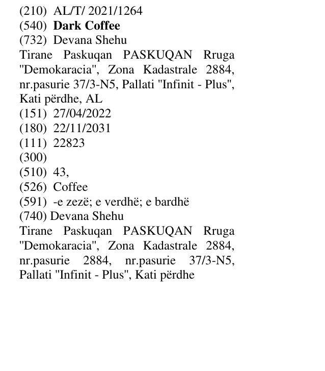 Zëri i markës Dark Coffee në buletin
