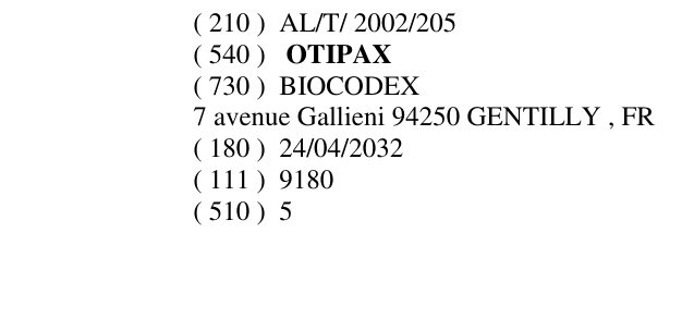 Zëri i markës OTIPAX në buletin