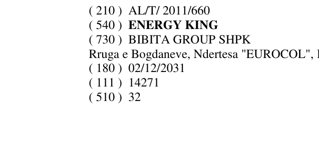 Zëri i markës ENERGY KING në buletin