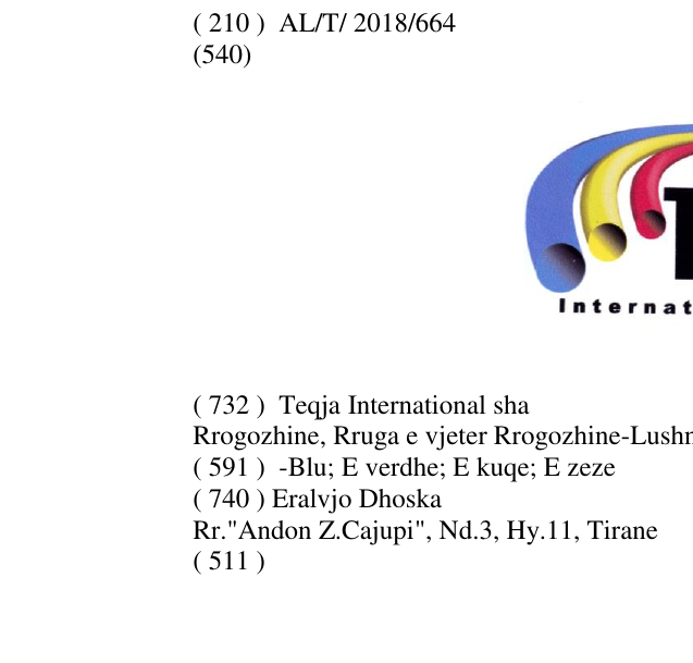 Zëri i markës Teqja International në buletin