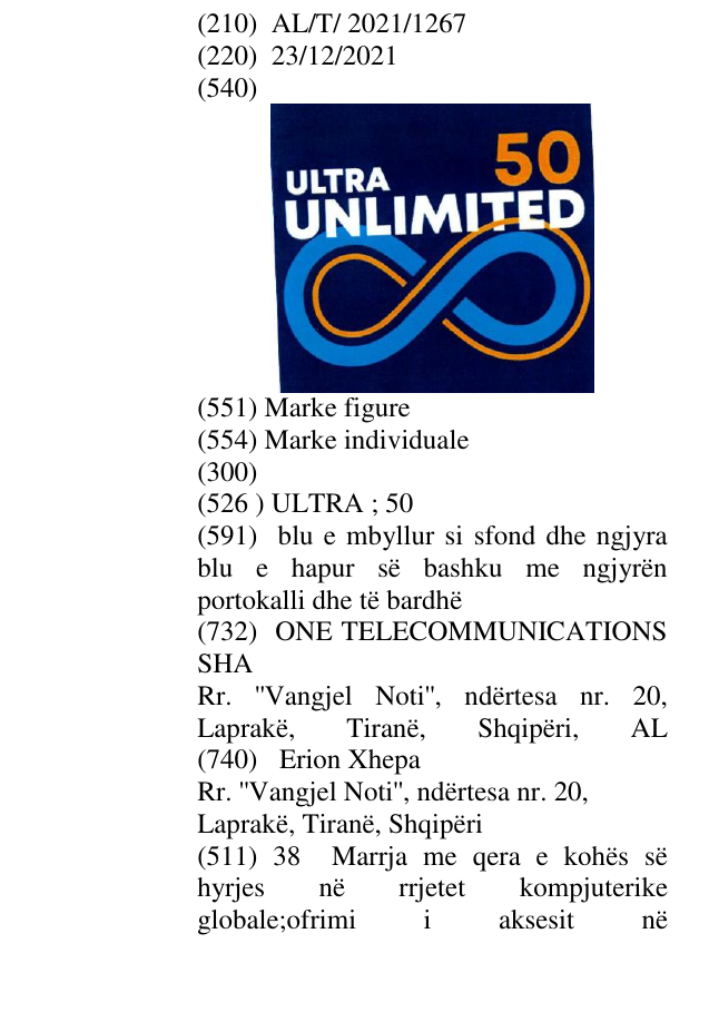 Zëri i markës ULTRA ; 50 në buletin