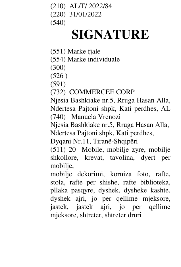 Zëri i markës SIGNATURE në buletin