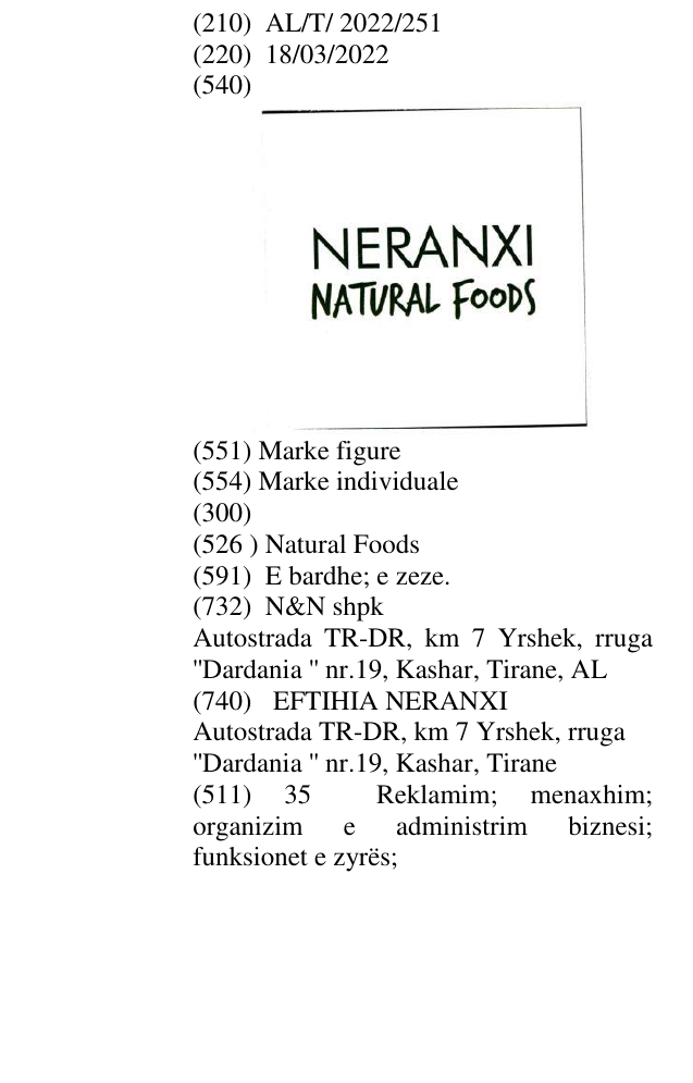 Zëri i markës Natural Foods në buletin