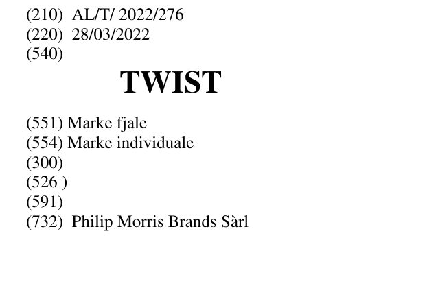 Zëri i markës TWIST në buletin