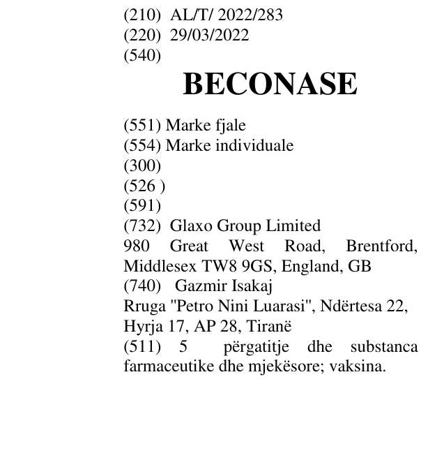 Zëri i markës BECONASE në buletin