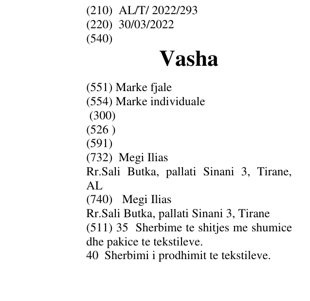 Zëri i markës Vasha në buletin