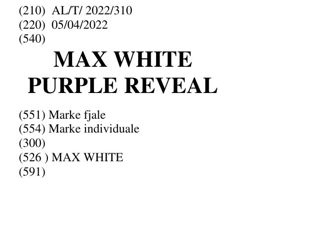 Zëri i markës MAX WHITE PURPLE REVEAL në buletin