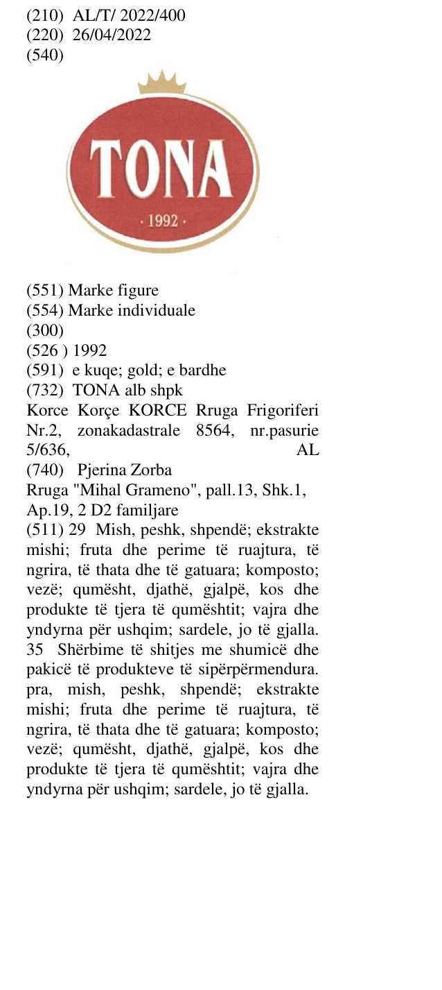 Zëri i markës 1992 në buletin
