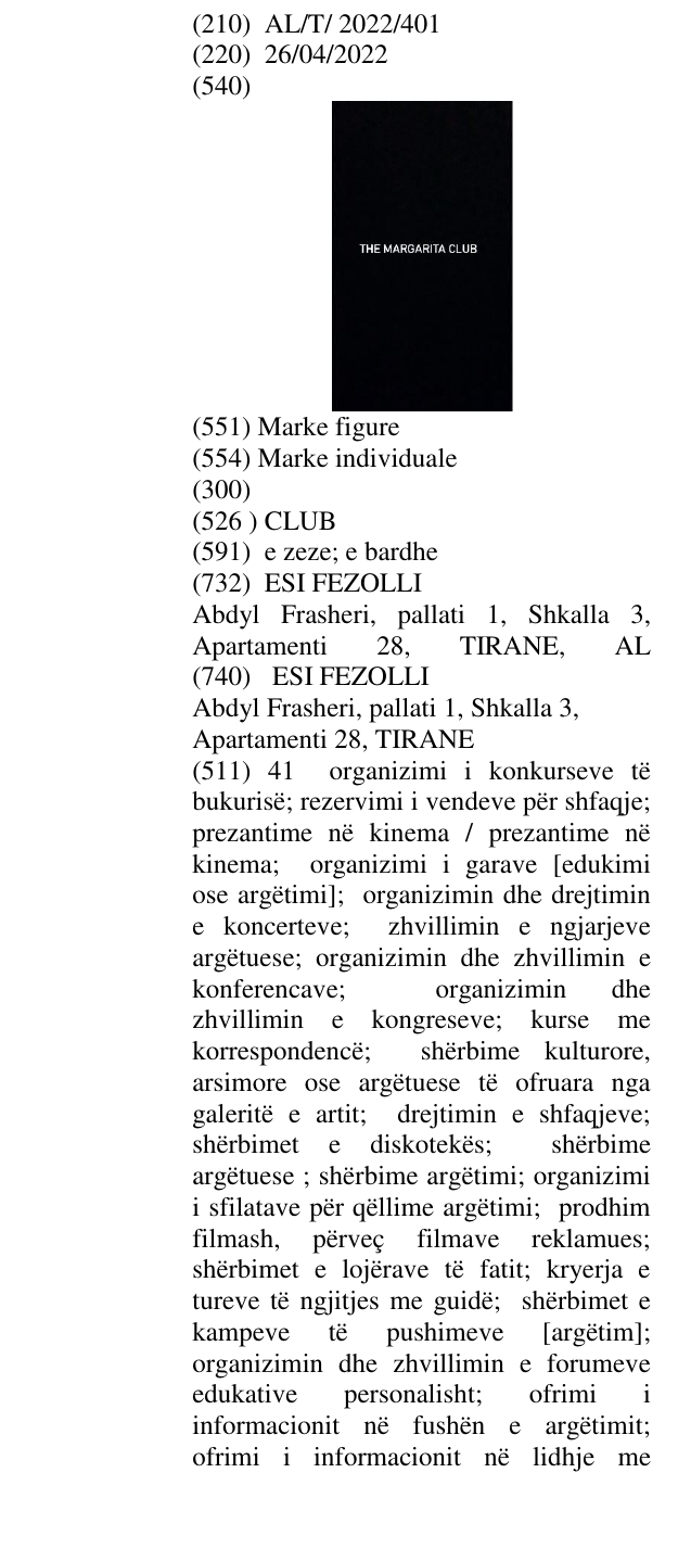Zëri i markës CLUB në buletin