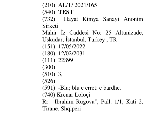 Zëri i markës TEST në buletin
