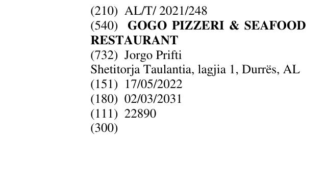 Zëri i markës GOGO PIZZERI & SEAFOOD RESTAURANT në buletin