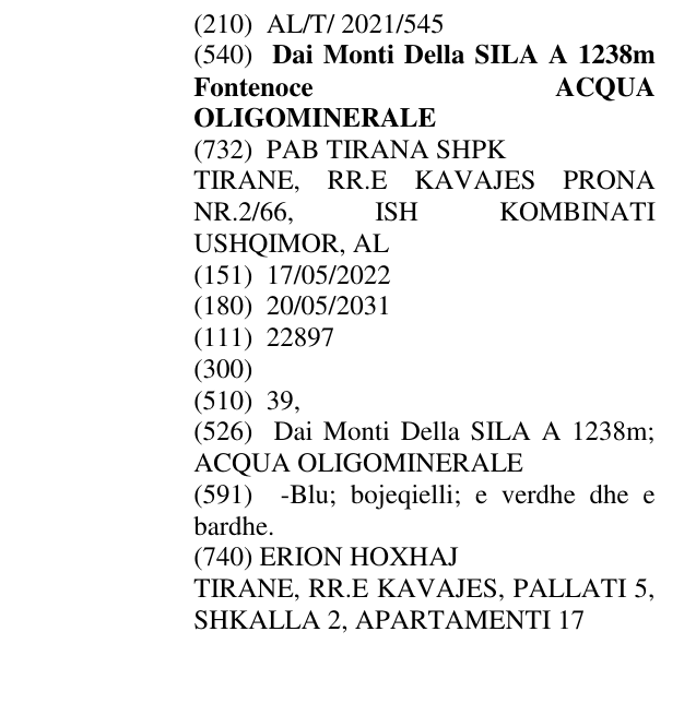 Zëri i markës Dai Monti Della SILA A 1238m Fontenoce ACQUA OLIGOMINERALE në buletin
