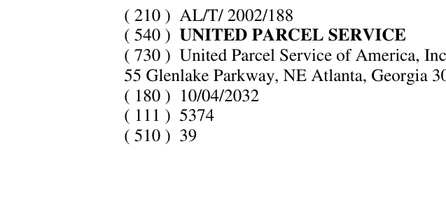 Zëri i markës UNITED PARCEL SERVICE në buletin