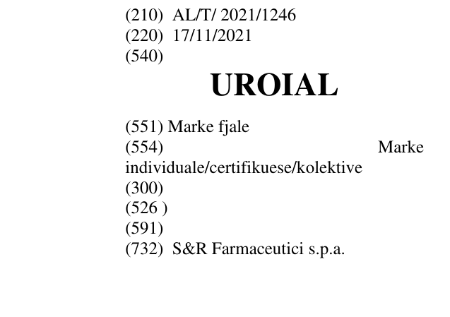 Zëri i markës UROIAL në buletin