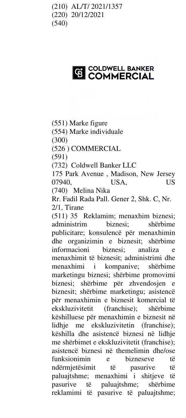 Zëri i markës COMMERCIAL në buletin