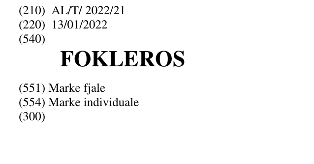 Zëri i markës FOKLEROS në buletin