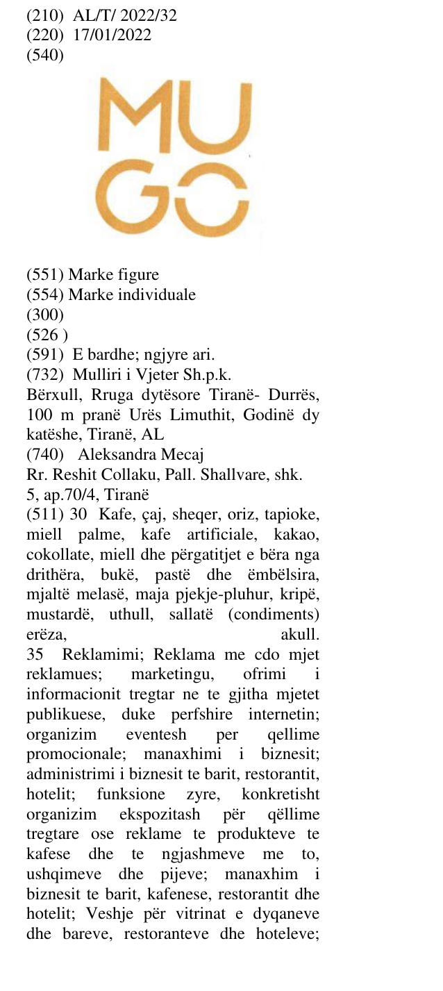 Zëri i markës MUGO në buletin
