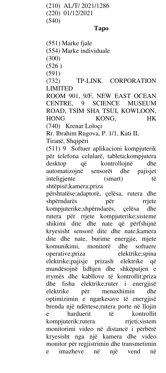 Zëri i markës Tapo në buletin