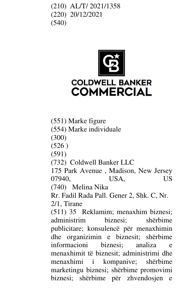 Zëri i markës CB COLDWELL BANKER COMMERCIAL në buletin