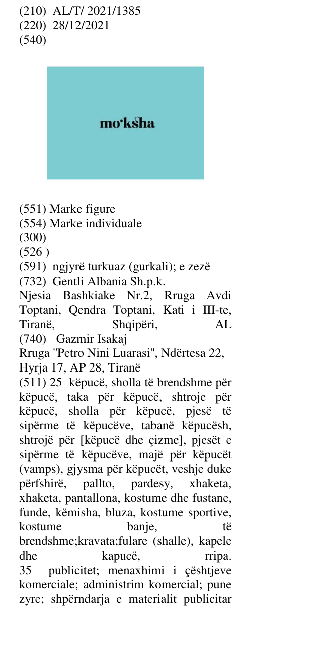 Zëri i markës mo'ksha në buletin
